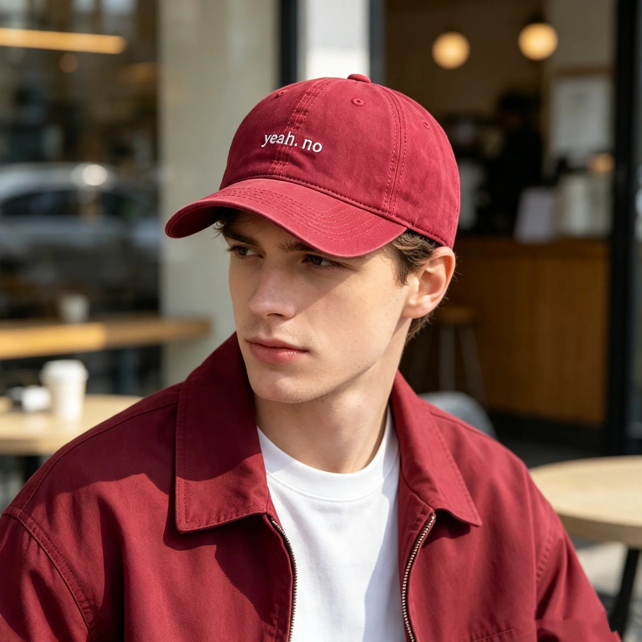 Yeah.No Letter Embroidery Washed Vintage Soft Top Baseball Cap Unisex Retro Sun Hat for Daily Outings and Travel, Adjustable, Face-Slimming, Couple's Dad Hat, Multiple Colors Available