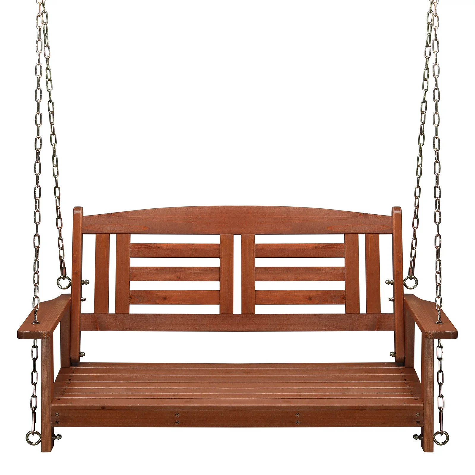 

112*53*52cm 500lbs With Chain Double Wooden Swing Reddish Brown