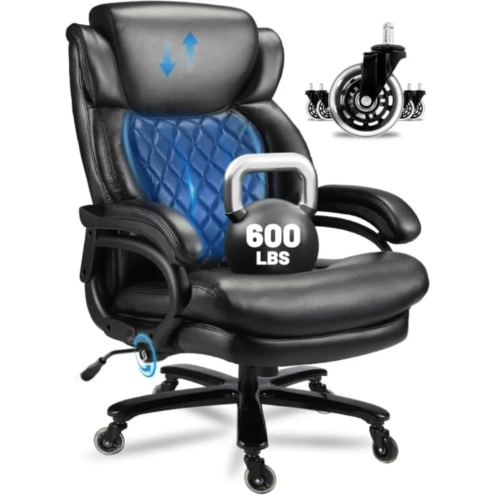 

600lbs Big and Tall Office Chair, Executive Chair with Adjustable Headrest, High Back Extra Wide Seat, Heavy Duty PU Leather for