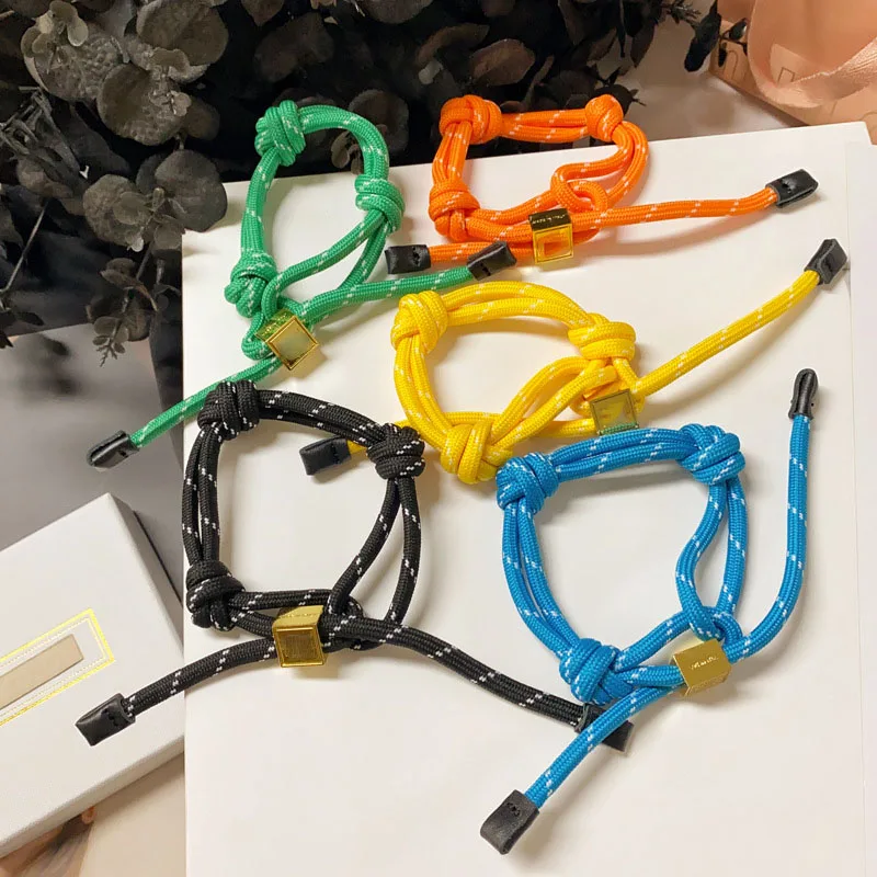 Adjustable Striped Cube Bracelet Drawstring Hand Jewelry Versatile Matching Wrist Accessories For Women Daily Fashion Decor