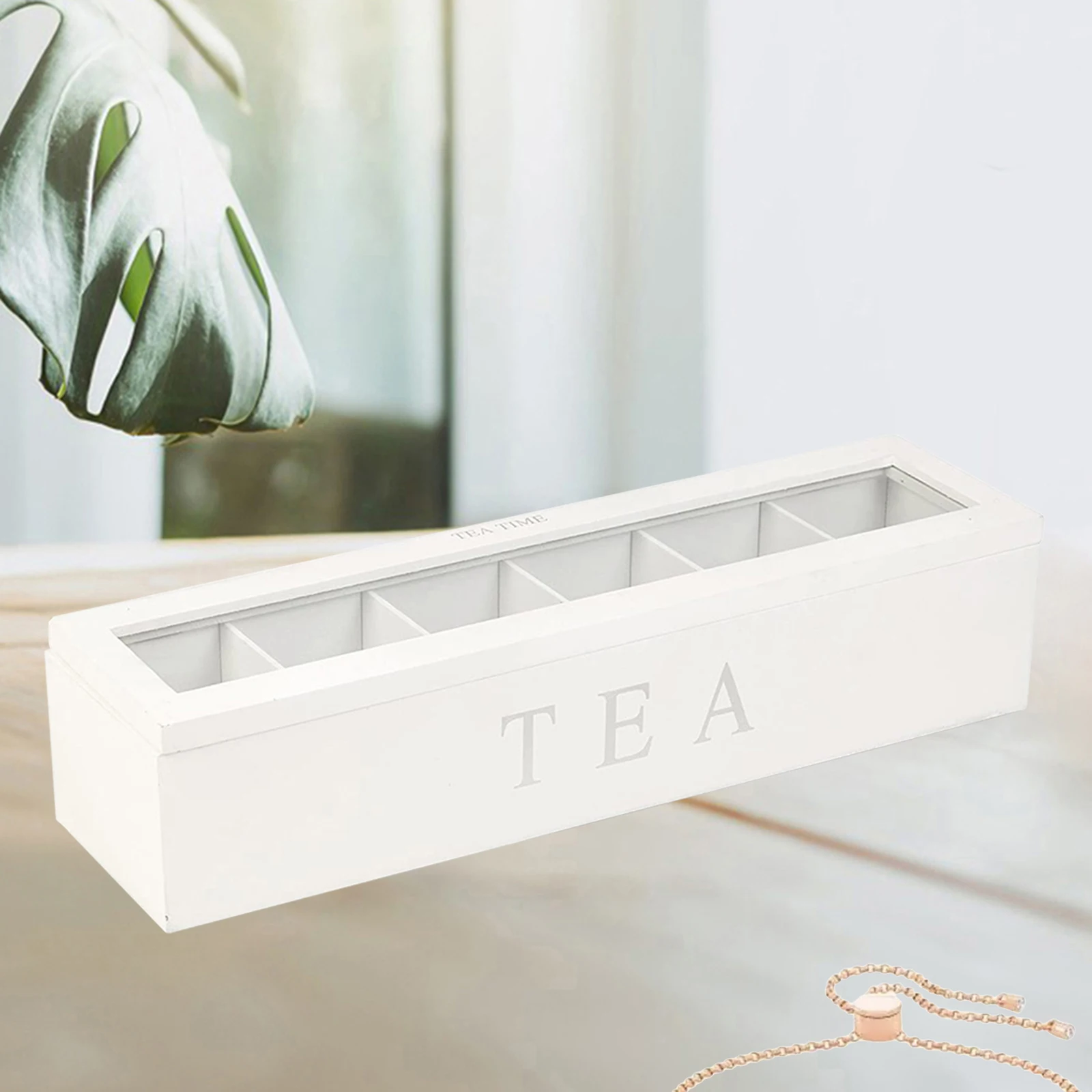 6/9 Compartments Tea Box with Lid Wooden Coffee Bag Storage Holder Compartment Kitchen Organizer