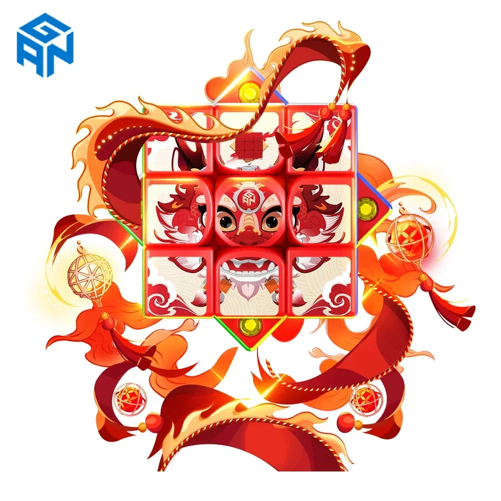 LIMITED EDITION!!! [ECube] GAN356M E 3x3x3 Magnetic Loong Year Special Dragon Year Magic Cube 3x3 Speed GAN356M E Puzzle GES Toy