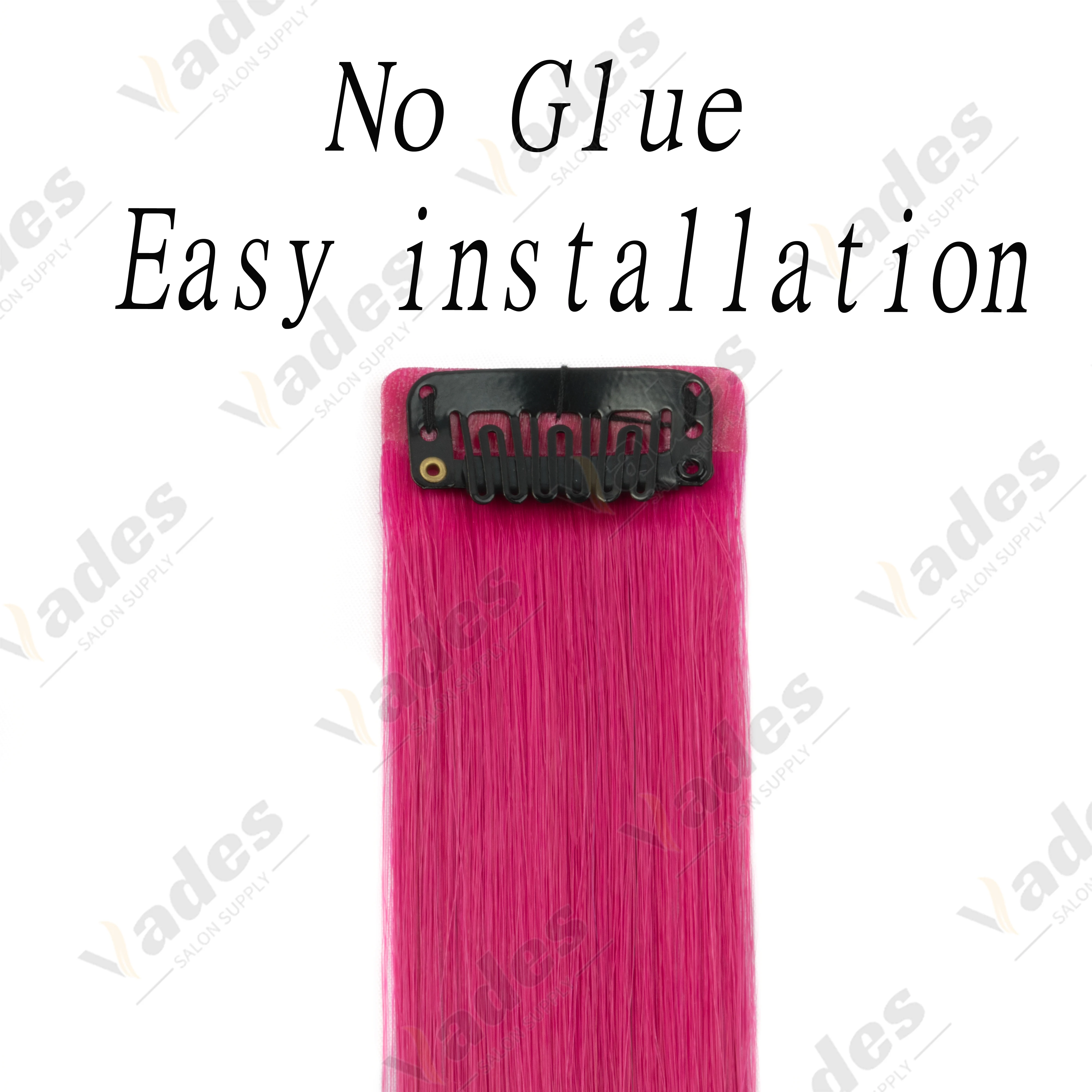 VADES Colorful Hair 16 Inch Clip in Hair Extension for Women Girls Kids Rainbow Highlight Hair Piece for Party(12 colors)