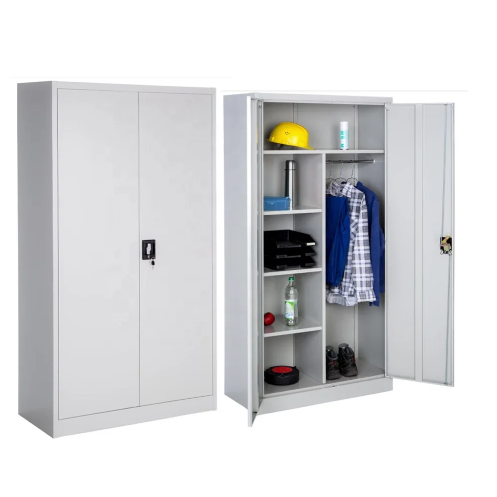 

Large capacity bedroom furniture metal wardrobe clothes iron cabinet 2 doors metal wardrobe