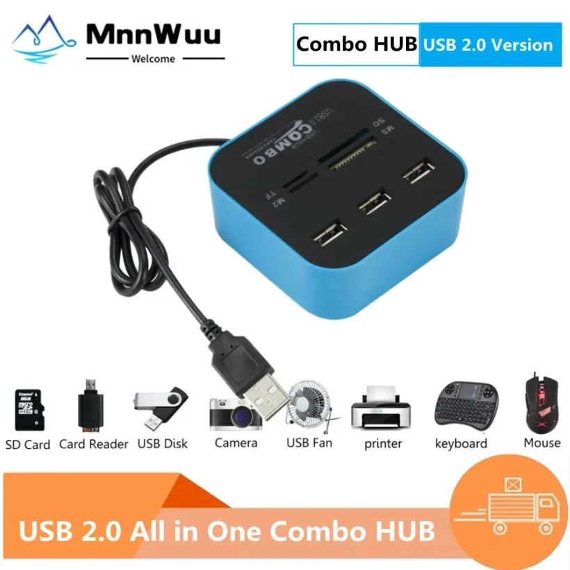 

MnnWuu USB HUB Combo All In One USB 2.0 Micro SD High Speed Card Reader 3 Ports Adapter Connector For Tablet PC Computer Laptop