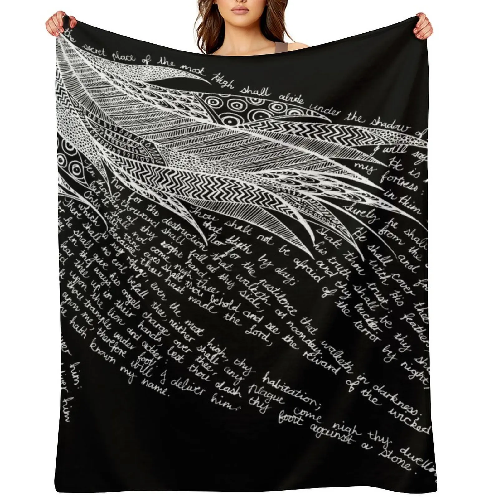 Psalm 91 (on Black) Throw Blanket heavy to sleep Luxury Thicken Decoratives Decorative Throw Stuffeds Decorative Sofa Blankets
