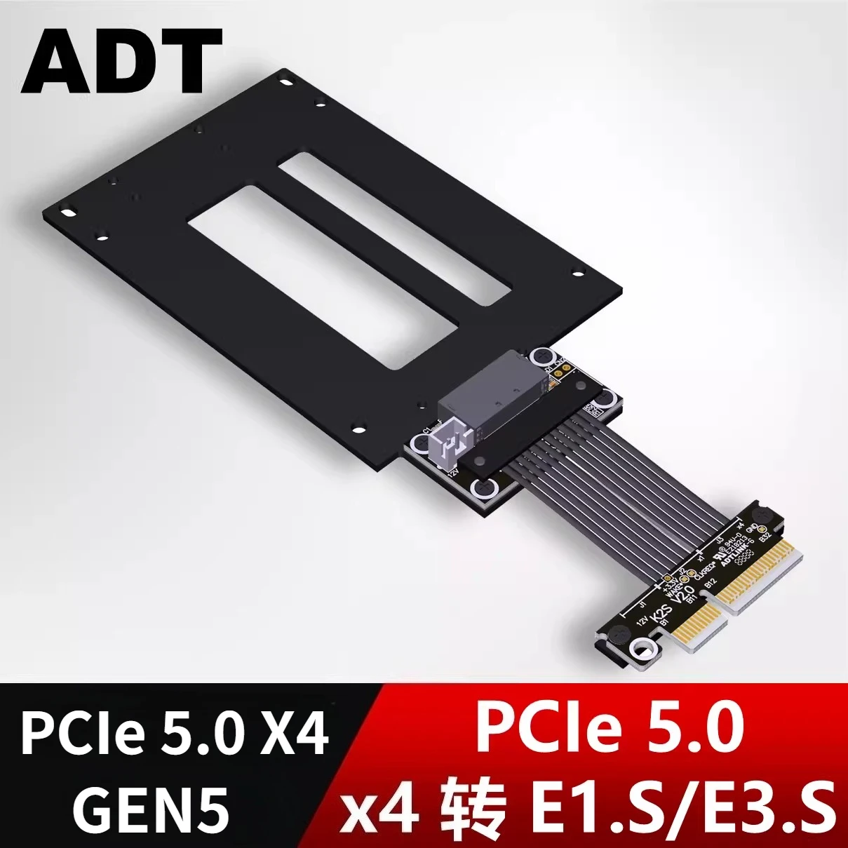 

ADT K27SD PCIe 5.0 x4 to E1.S/E3.S (SFF-TA-1002) SSD Extension Adapter Cable PCIe5.0 x4 Support Gen5 Solid State Drive Expansion