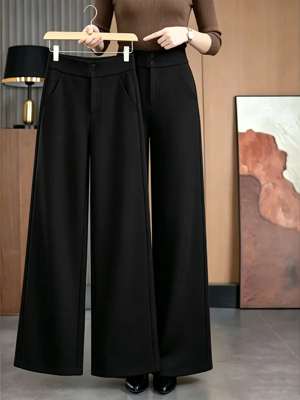 2026 New Autumn Winter Universal Wide Leg Pants Loose Casual Micro Flared Straight Leg Pants plus Size Women Thickened