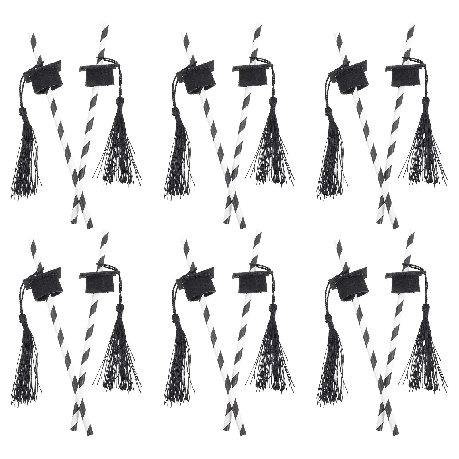 

12Pcs Graduation Cap Drinking Straws Party Decoration Graduation Season Cocktail Straws for Grad Party Red Heart Confetti