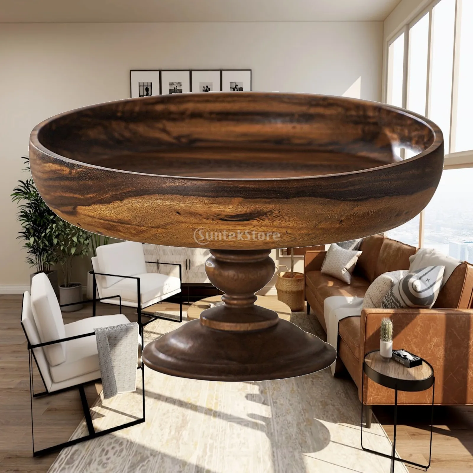Decorative Wooden Tray Fruit Bowl Storage Organizer for Kitchen Dining Living Room Farmhouse Gift