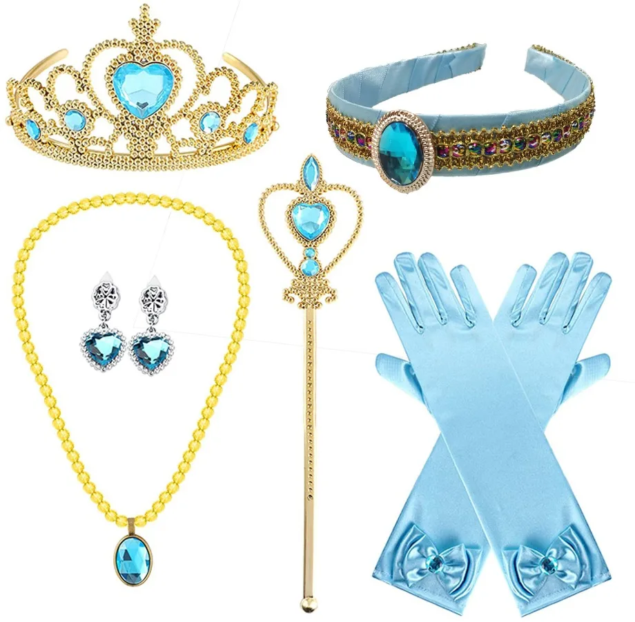 غطاء رأس نسائي من ديزني علاء الدين ياسمين برينسيس لطيف من الدانتيل الأزرق البسيط