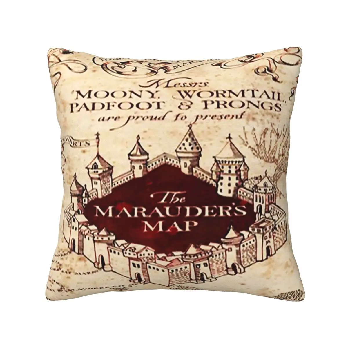 Marauders Magic Map Square Pillowcase Pillow Cover Cushion Decor Comfort Throw Pillow for Home Living Room