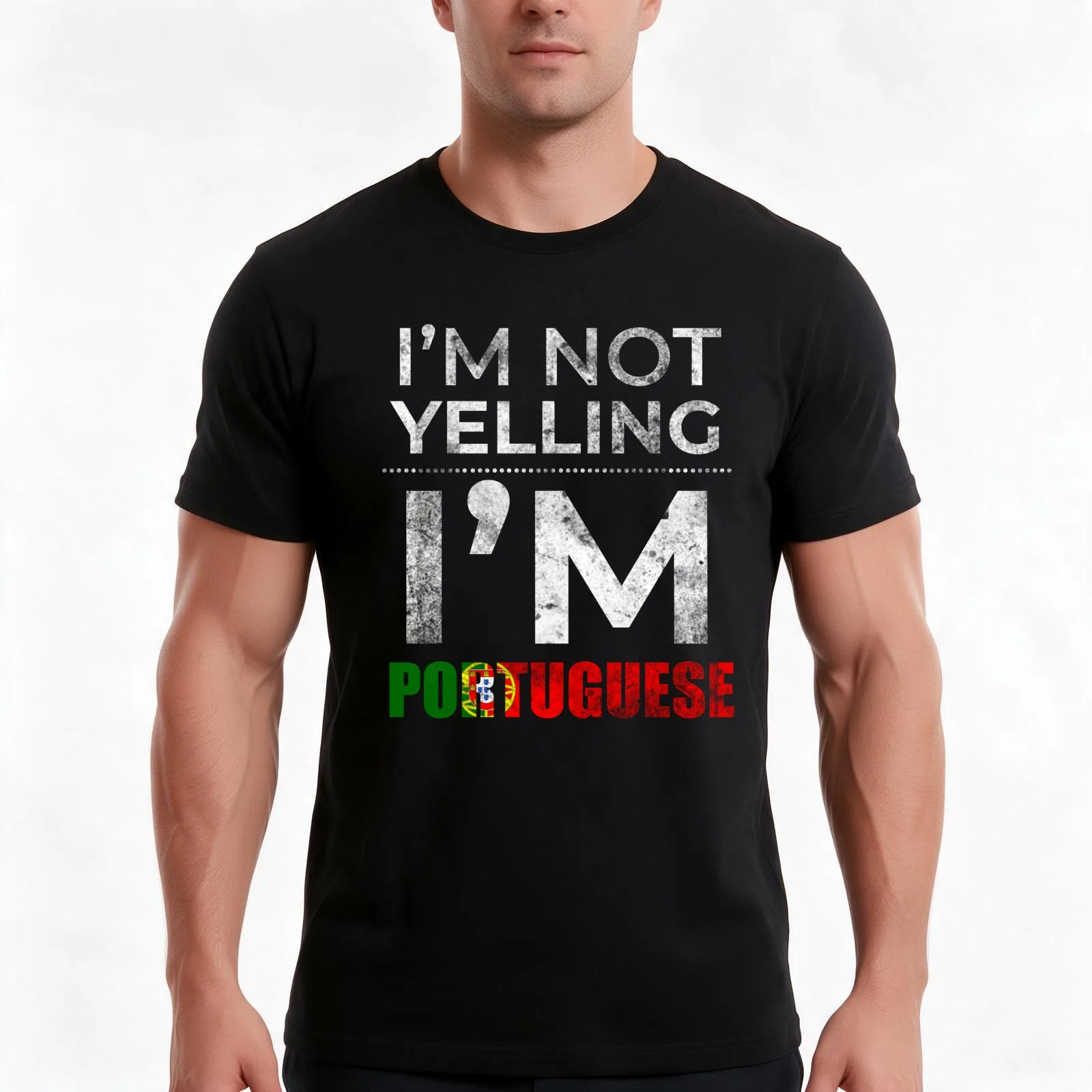 I'm Not Yelling I'm Portuguese T-Shirt, Summer Casual Cotton Tee, Oversized Streetwear Tops, Vintage Graphic Print, 100% Cotton