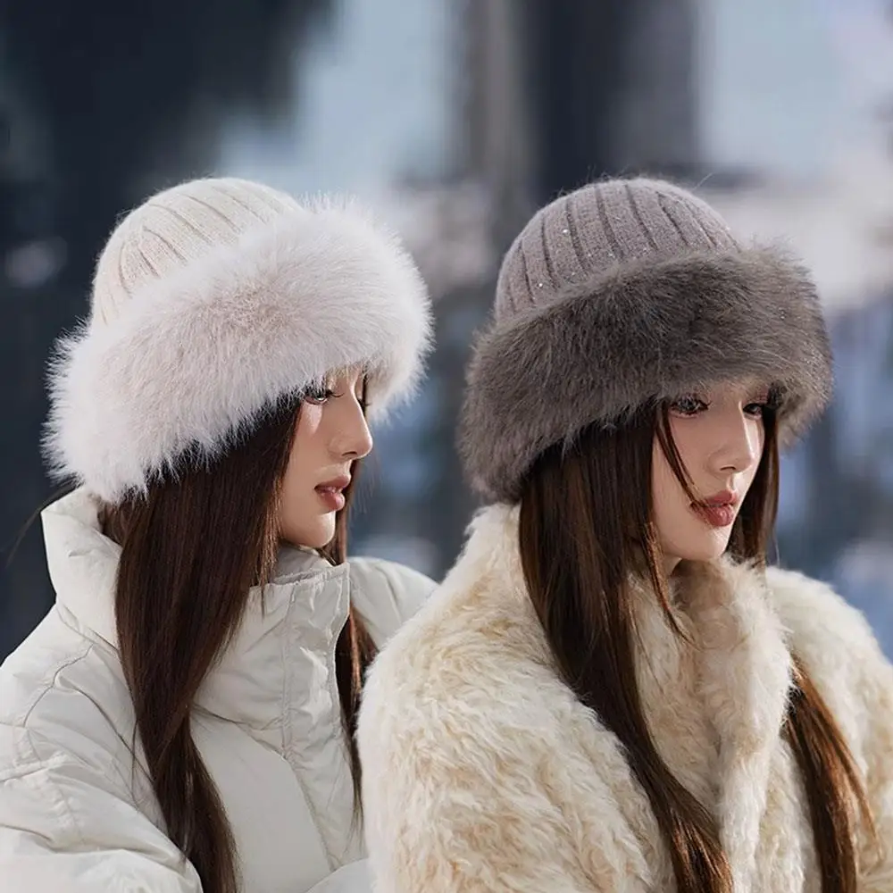 النساء الشتاء رشاقته أفخم رقيق قبعة صغيرة أفخم الدافئة الفراء المنغولية قبعات يندبروف Coldproof تزلج قبعة بحافة للرحلات غير رسمية #6