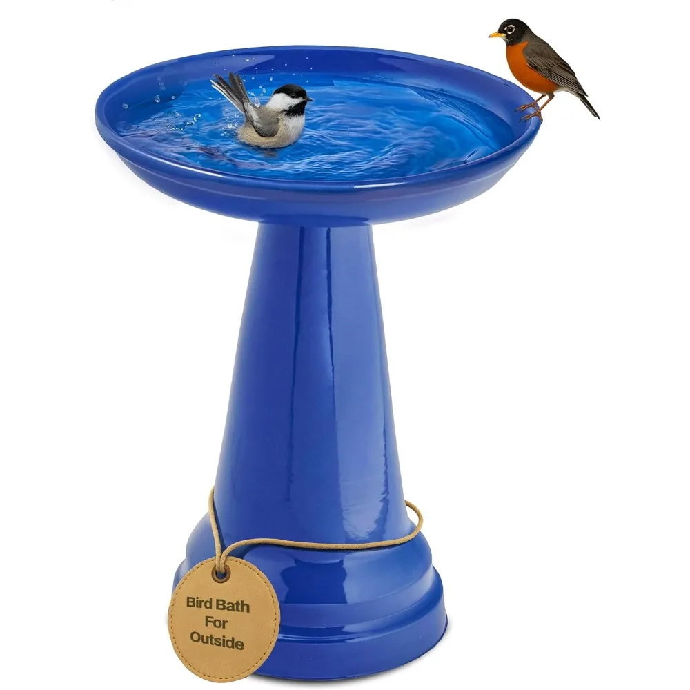 حمام الطيور من الخزف الحجري wdOhio، حمام الطيور بقاعدة، قفل ثابت، طين سيراميك مقاوم للطقس، لمسة نهائية مزججة #1