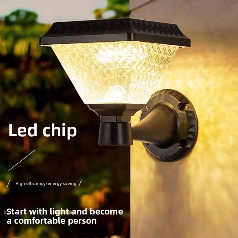 New Chinese solar stigma lamp garden villa gate wall lamp heads on both sides