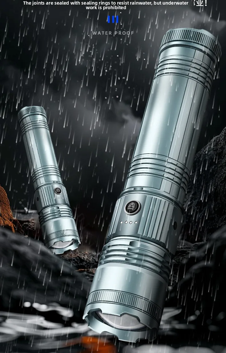 새로운 장수명 손전등 야외용 초강력 장거리 텔레스코픽 화이트 레이저 충전식 다기능 손전등