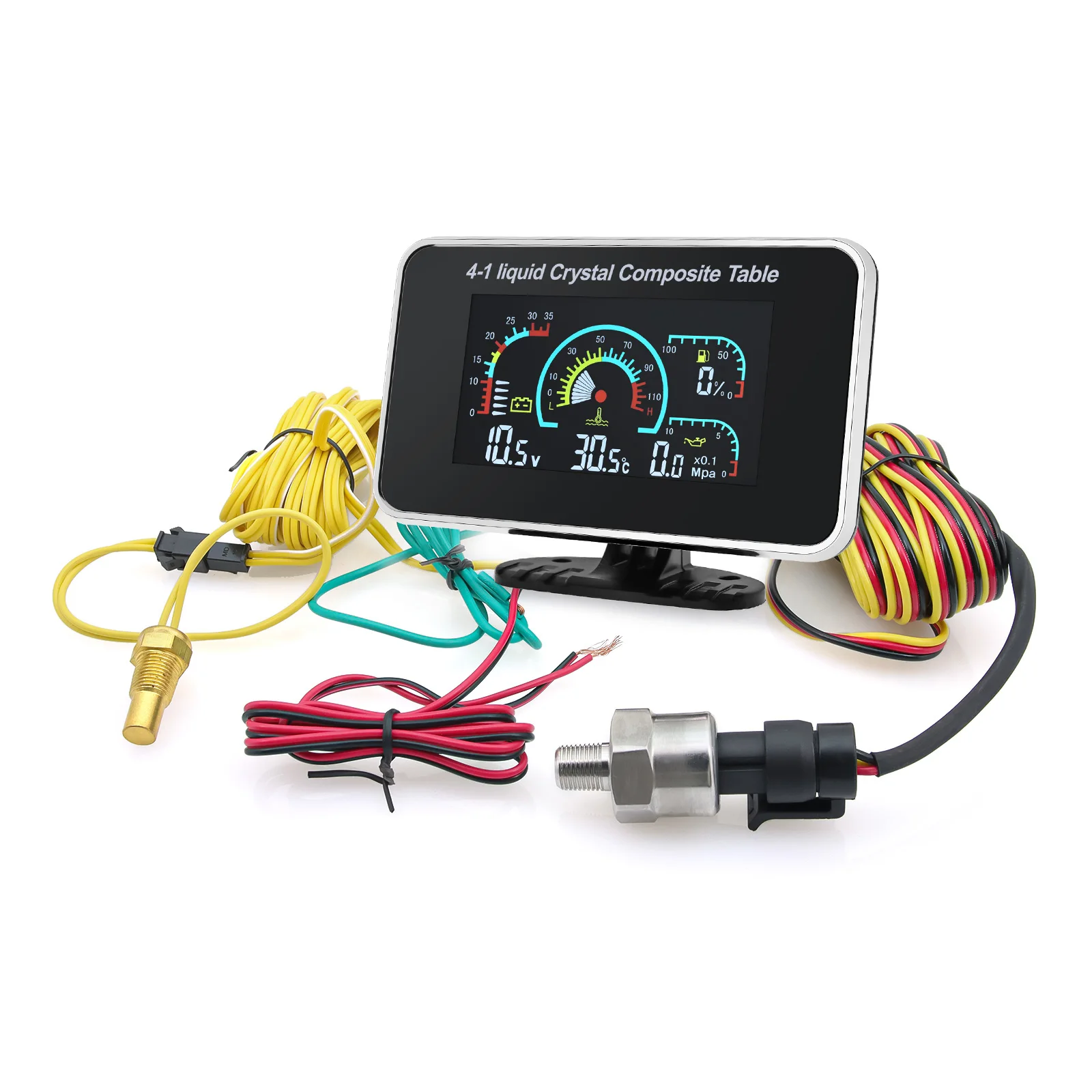 Instrument Panel 4in1 Universal LCD Car Digital ALARM Gauge Voltmeter Oil Pressure Fuel Water Temp 12V for voltimetro coche volt