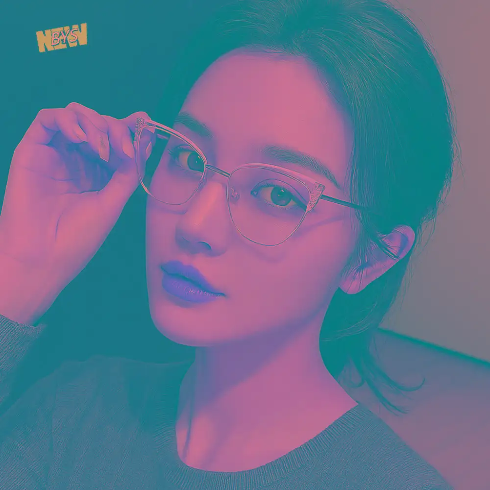 

Rhinestone Studded Anti-blue Light Glasses Transparent Lightweight Square Frame Myopia Glasses Eye Protective Metal Frame