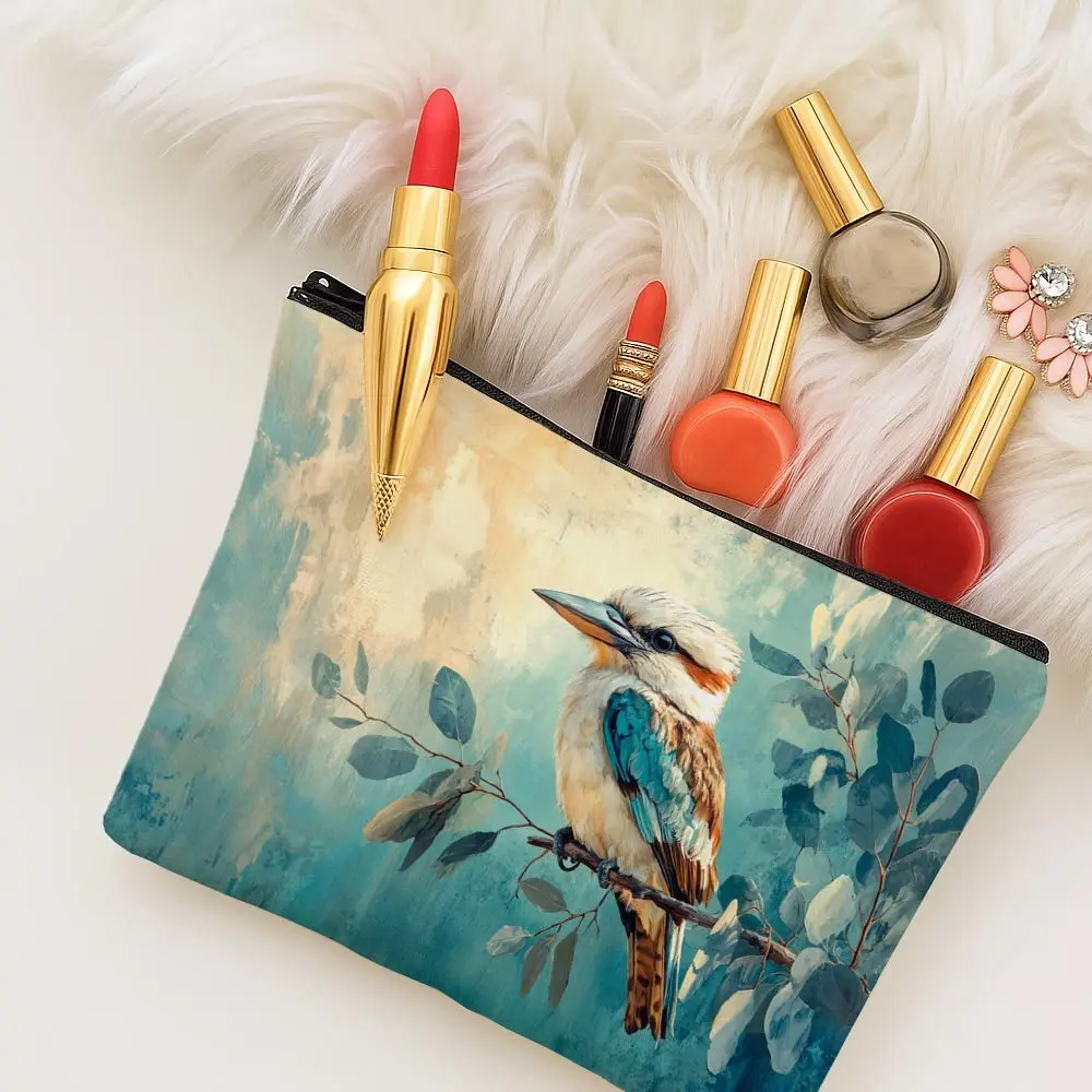 Nature Bird Design Makeup Bag Lightweight Travel Cosmetic Organizer Handy Toiletry Bag with Zipper Chic Practical Storage Bags