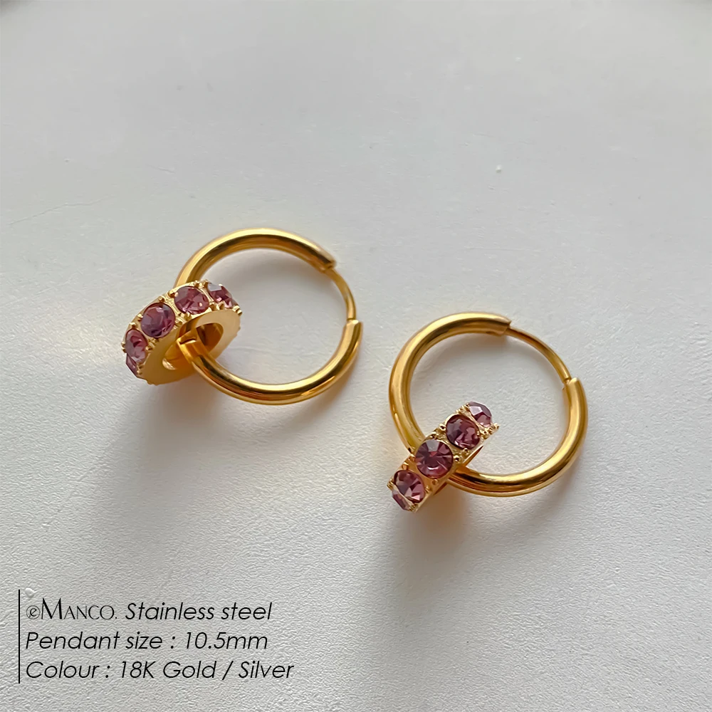 EMANCO Gold Color Stainless Steel Rhinestones Earrings, Minimalist Style Ideal for Daily Commute and Office Chic Jewelry