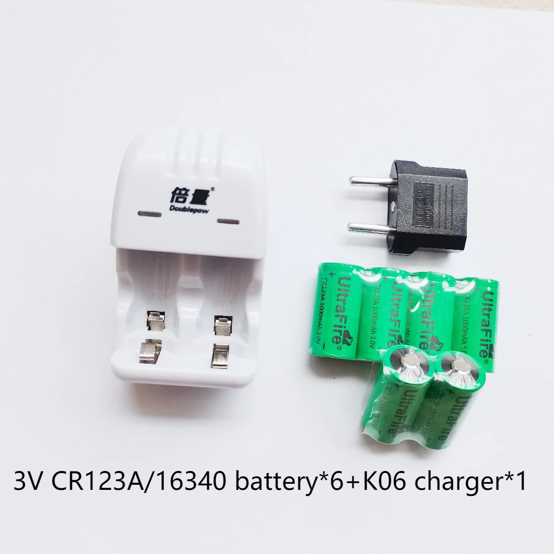 แบตเตอรี่ + เครื่องชาร์จใหม่3V CR123A 16340 1000Mah,กล้อง,Made พิเศษแบตเตอรี่