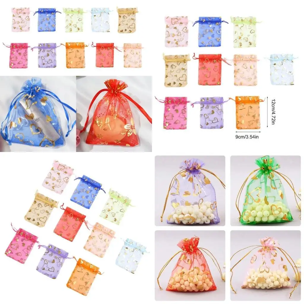 

J78F 100pcs Pouches with Drawstring Elegant Gift Bag Packaging Solution for Gifts