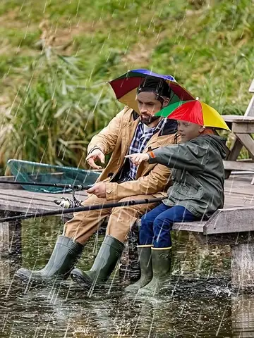 Foldable Headwear Umbrella Portable Waterproof Fishing Hat 55CM Hands-Free Rain Hat For Hiking Camping Camouflage Umbrella Adult