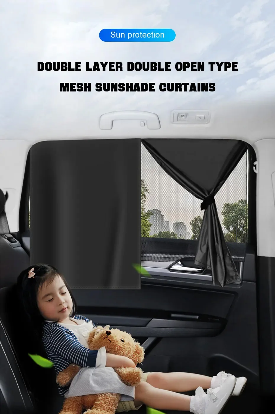 Magnetischer Auto-Seitenfenster-Sonnenschutz Atmungsaktiver Vorder-/Heckscheiben-Sonnenschutz für UV-Schutz Wärmeisolierung Privatsphäre Sonnenvorhang – Detail 1