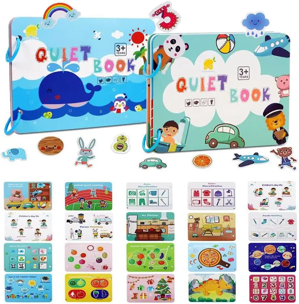 Yeahbo Busy Book for Kids 2 3 4 5 Year Old Girls Boys, Montessori Toys, Toddler Educational Toys Gifts for 2-5 Year Old Kids