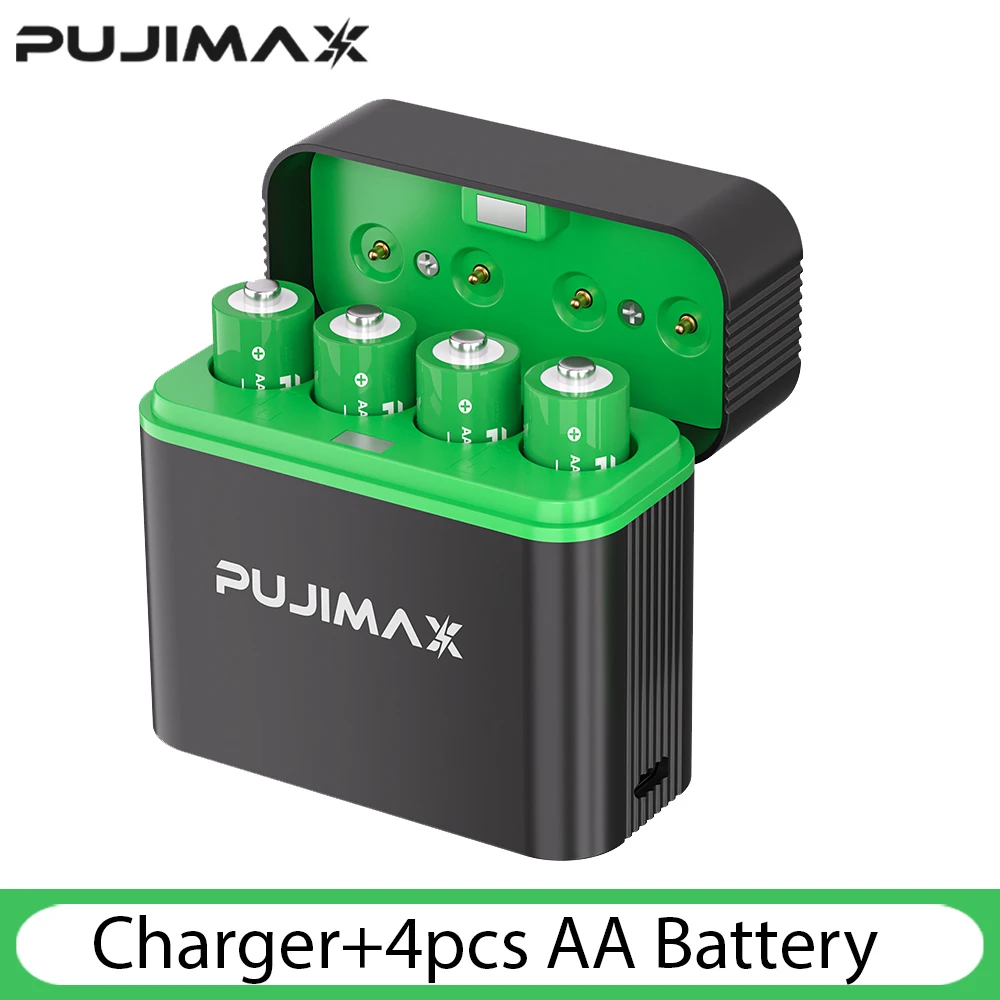 PUJIMAX 4/8/12 Slot AA 4255mWh Smart Oplaadcompartiment 1,5V Lithiumbatterij Oplaadbare Oplader Set Grote Capaciteit