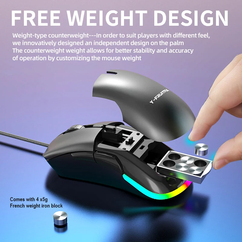 Computer oplaadbare 2.4G draadloze ergonomische RGB-gamingmuis voor pc