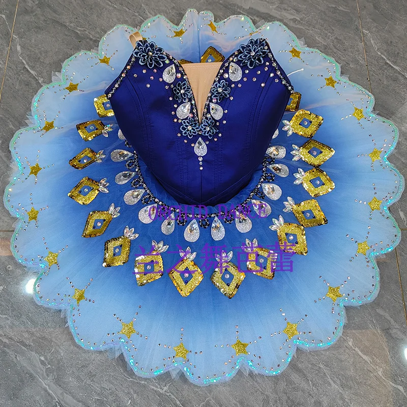 BT2507078 Tamaño personalizado profesional Color personalizado Niños Niñas Mujeres Adulto Trajes de tutú de ballet azul