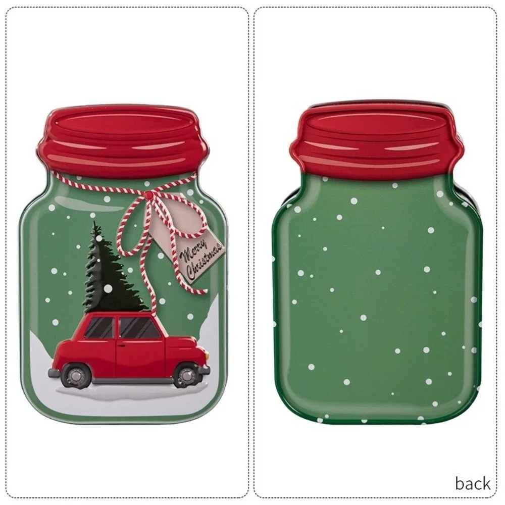 Metal Christmas Tin Box with Lid Biscuit Chocolate Xmas Cookie Candy Box Gingerbread Decorative Storage Container