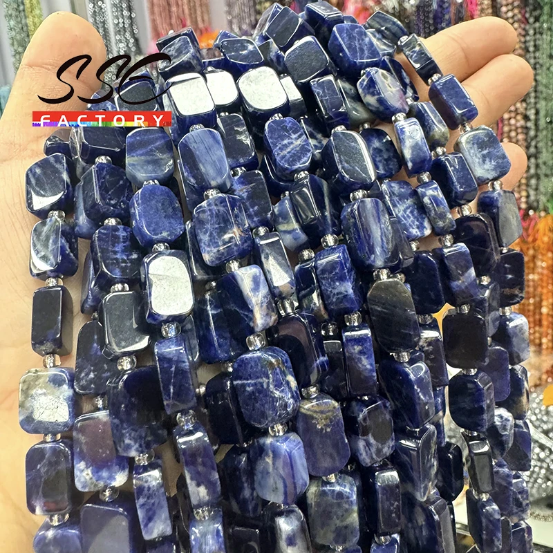 8x12MM Natural Stone Blue Sodalite Beads Special Flat Rectangle Shape Beads for Jewelry Making Diy Bracelet Necklace Accessories