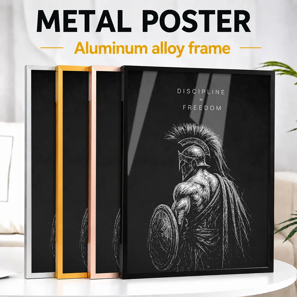 Spartan Warrior Discipline And Freedom Framed Metal Print Customized Photo Powerful Training Style Wall Art For Workout Studio