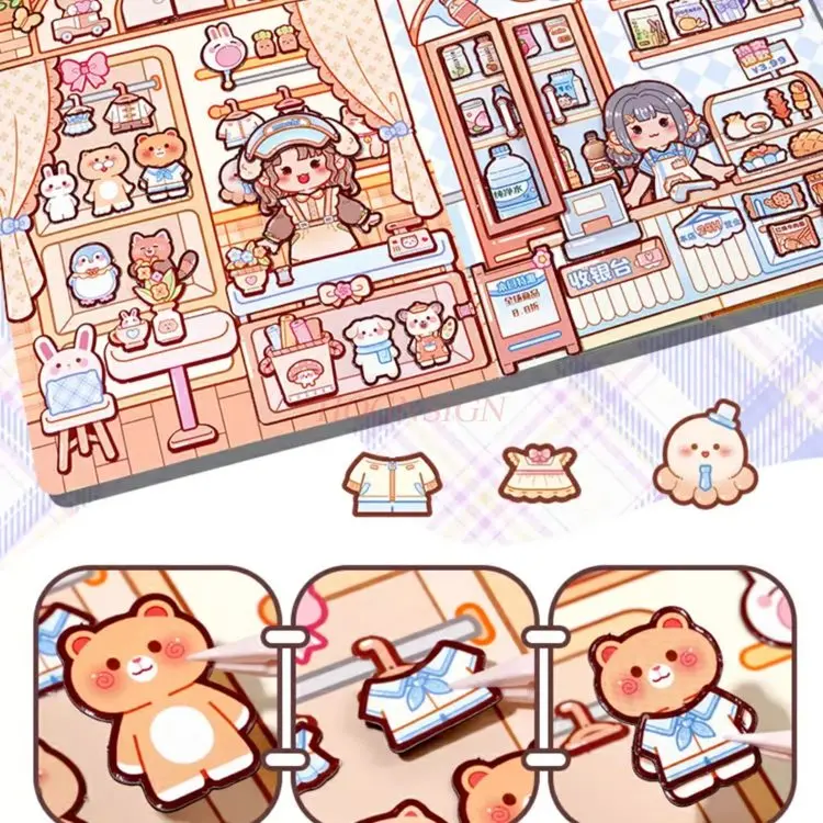 1 مجموعة المغناطيسي كتاب هادئ فتاة جديدة المغناطيسي غير قطع DIY تغيير ملصقات للأطفال