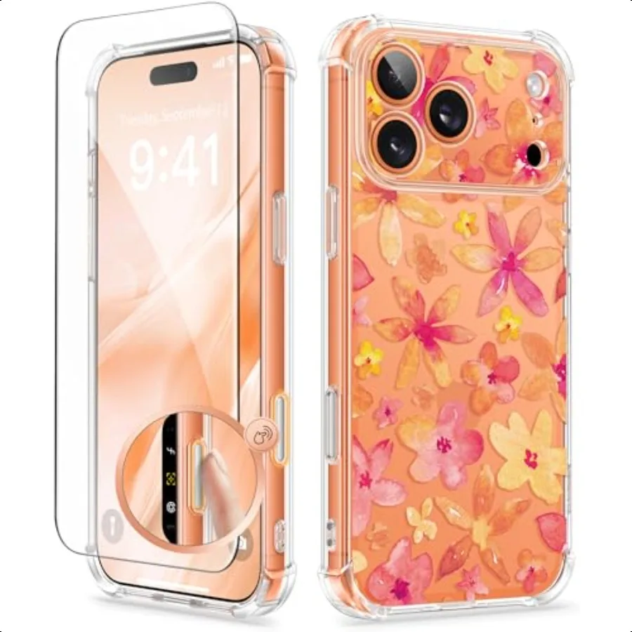 

Чехол GVIEWIN для iPhone 17 Pro Max [обновленная полная защита камеры [не пожелтение][ защитная пленка для экрана] противоударный защитный Cle