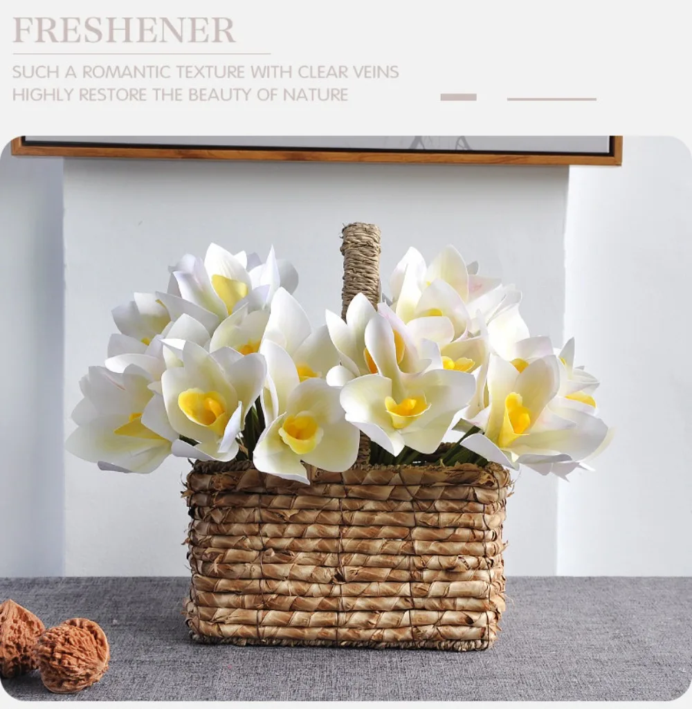 Künstliche Cymbidium-Blumen mit Echtem Touch, Magnolien, Dekorative Kunstpflanzen, Lange Zweige, Seiden-Kunstblumen – Detail 8