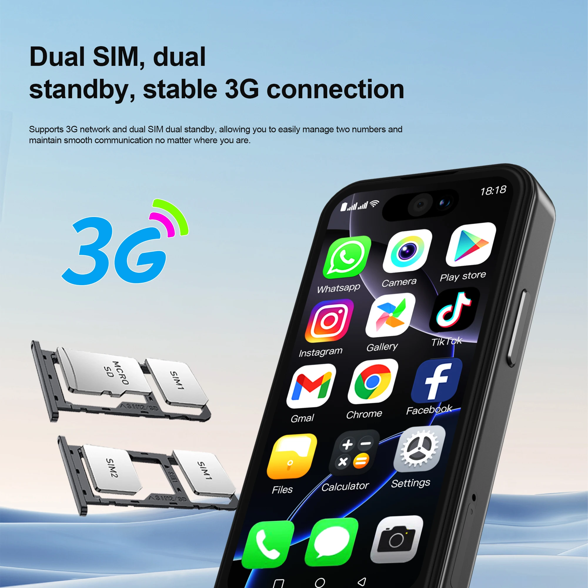 سيرفو 17PRO MAX أندرويد هاتف ذكي صغير 3G WCDMA ثنائي الشريحة الاستعداد 16GB ROM Play Store WiFi 3.75 "شاشة لطيف الهواتف المحمولة الصغيرة