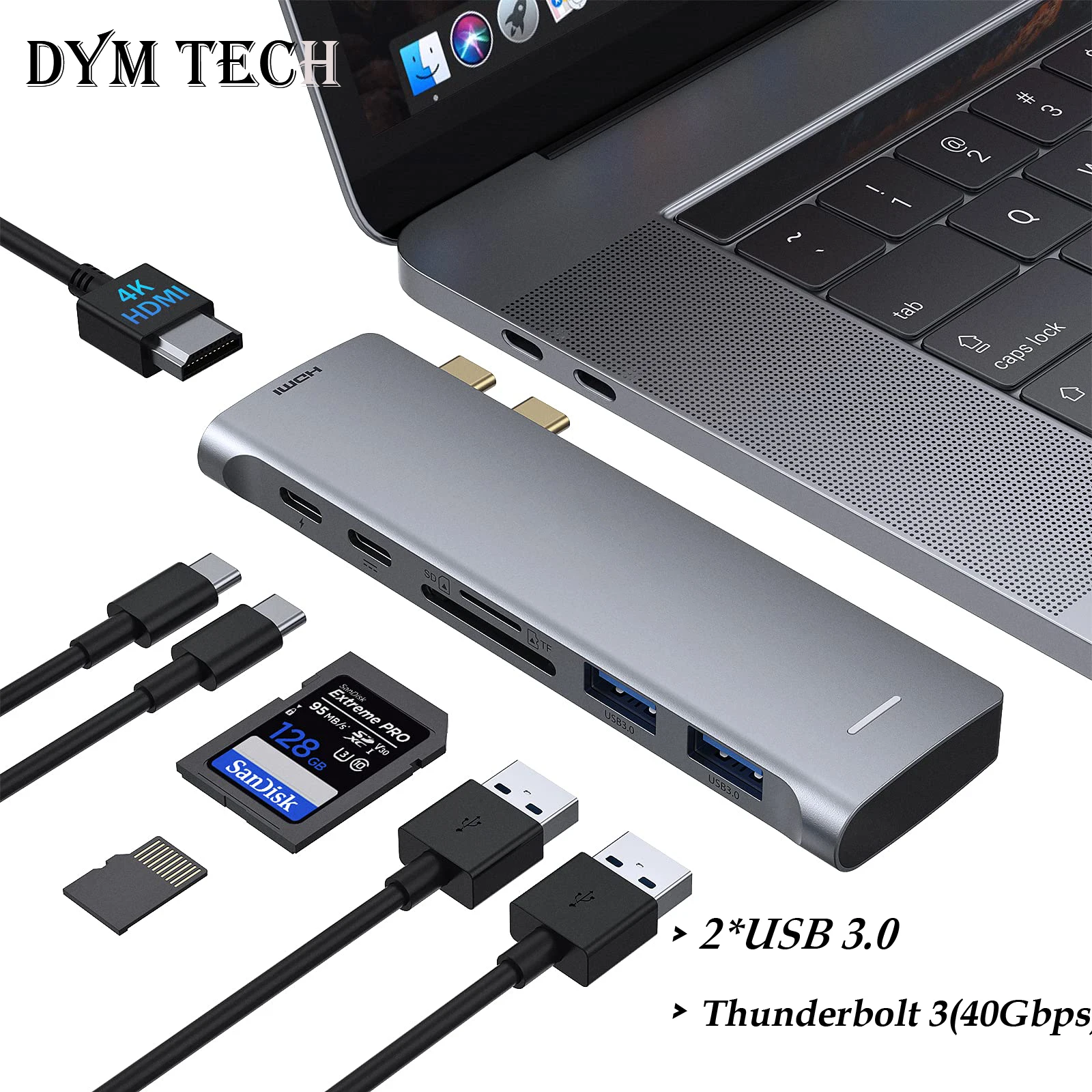 

USB C Hub Adapters for MacBook Pro MacBook Air M1 M2 2022 2021 2020 2019 13" 14" 15" 16" 6-in-2 Multiport MacBook Adapter