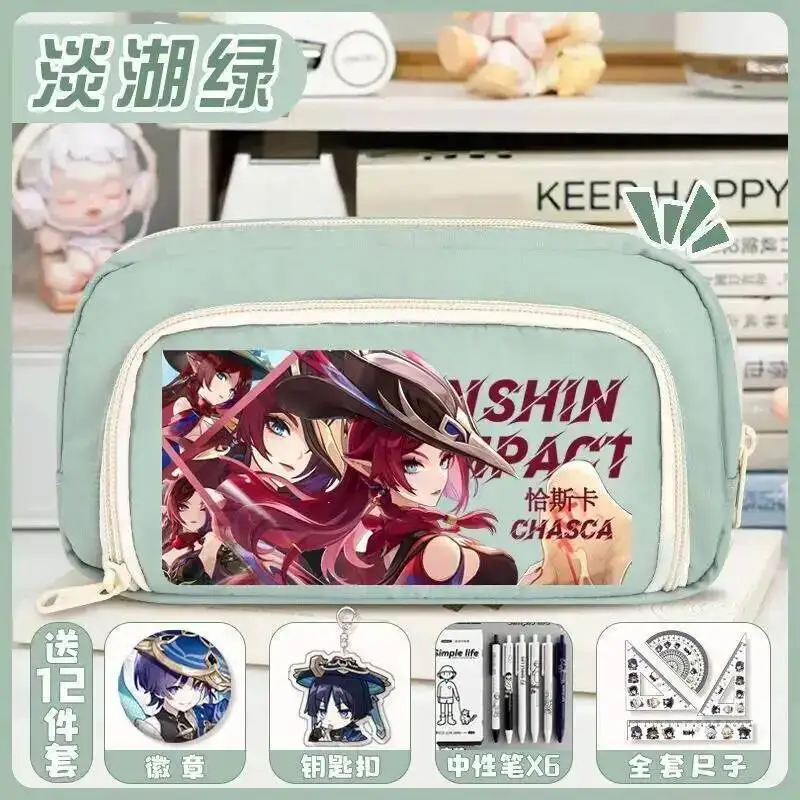 อนิเมะเกม 2025 GS อิมแพ็ค คอส ไอฟา ชาสกา วาเรซา อี้แอนซาน ซิตลาลี ฯลฯ กระเป๋าใส่ดินสอผ้าแคนวาสลายการ์ตูนแบบพกพา ขนาด 21x12x5 ซม. สำหรับทุกเพศ เหมาะสำหรับเป็นของขวัญ