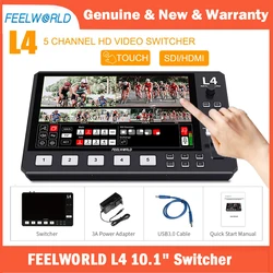 FEELWORLD L4 10.1 Inch Multi Camera Video Mixer Switcher With Touch Screen 4xHDMI 1xSDI Inputs Chroma Key USB3.0 Live Streaming