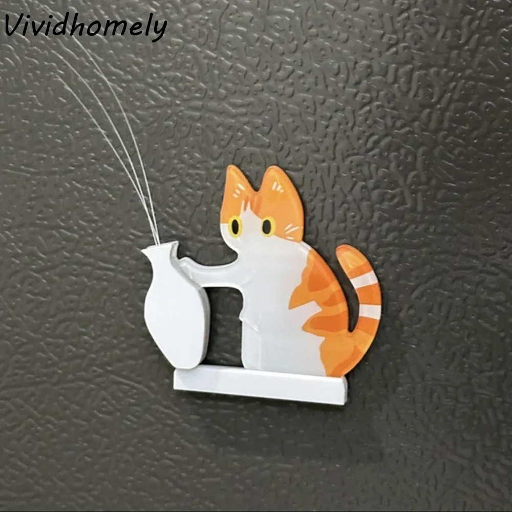 Cartoon Cat Hair Storage Box Kitten Theme Dust-proof Pet Memorial Fridge Magnet Moisture Proof Novelty