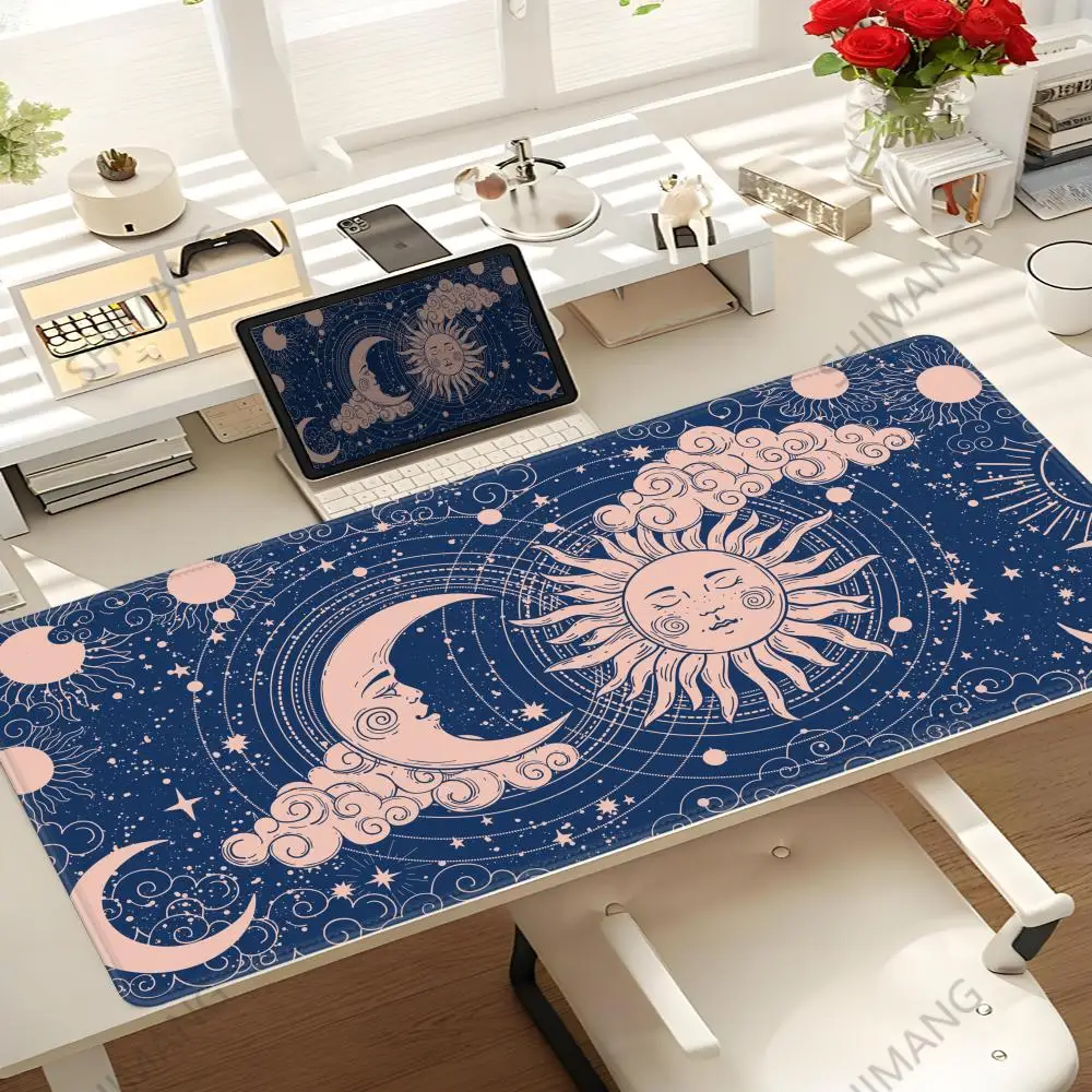 

Коврик для стола Constellation: Астрологический коврик для мыши, золотисто-черный, с колесом Зодиака, космосом, галактикой, звездами, луной, XXL, большой астрологический игровой коврик для мыши