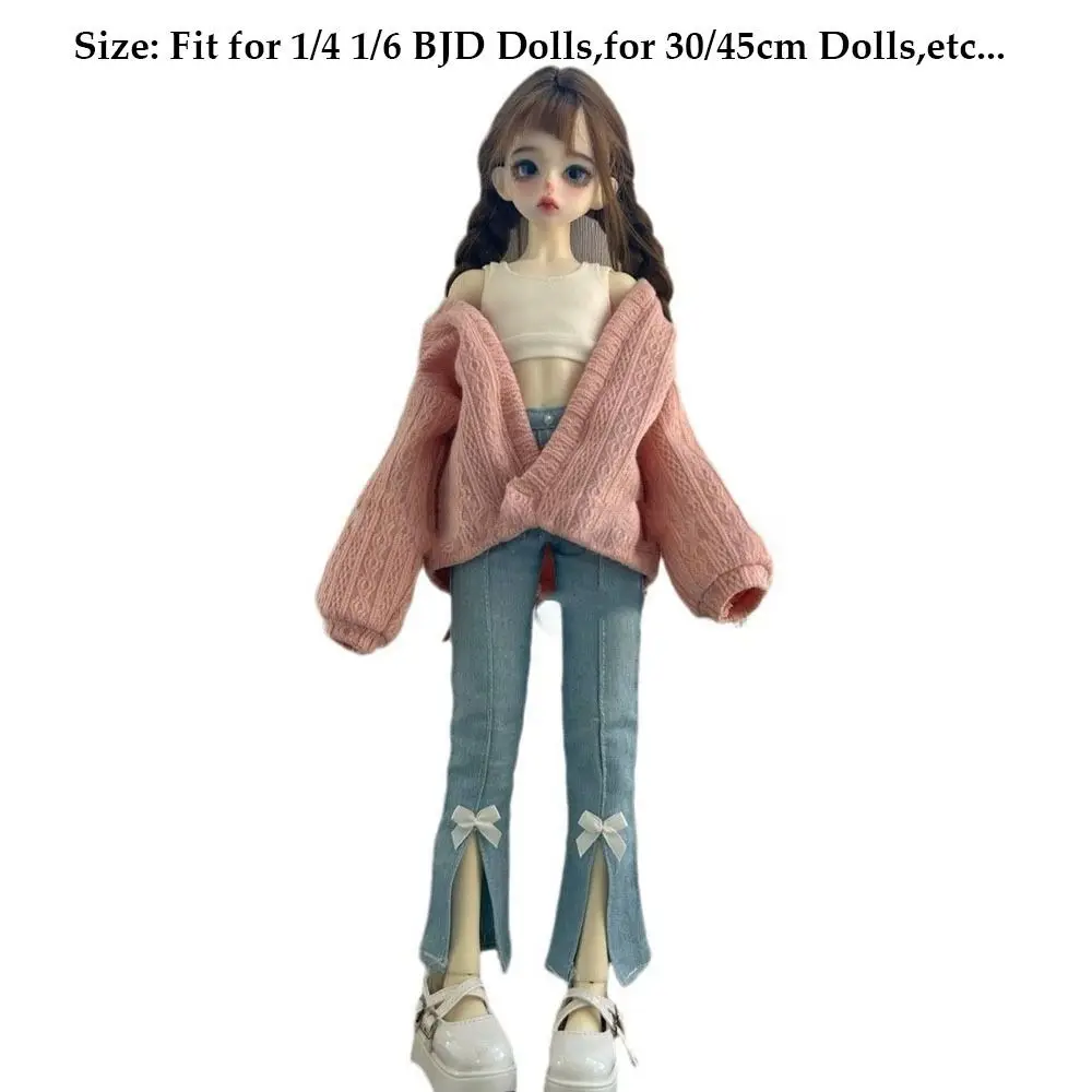 30/45 センチメートル人形エレガントなニットカーディガントップスコートカジュアルウェアセーター 1/4 1/6 BJD 人形 DIY 服アクセサリー