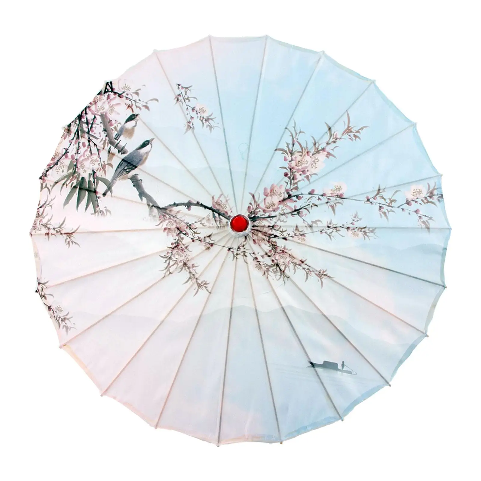 Oriental Silk Cloth Parasol Sturdy Rainproof Decorative Umbrella Vintage Style for Cosplay Dance Events