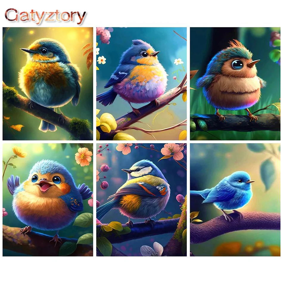 

GATYZTORY DIY Oil Painting By Numbers Set Animal Bird Drawing On Canvas Paint By Number For Adult Artworks Home Decortion Kit