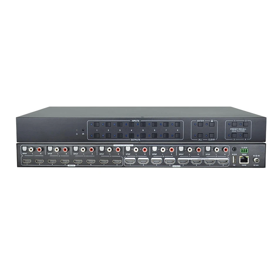 

2026 4K60Hz 8X8 Matrix Switcher With IR Remote RS232 and LAN Port Control