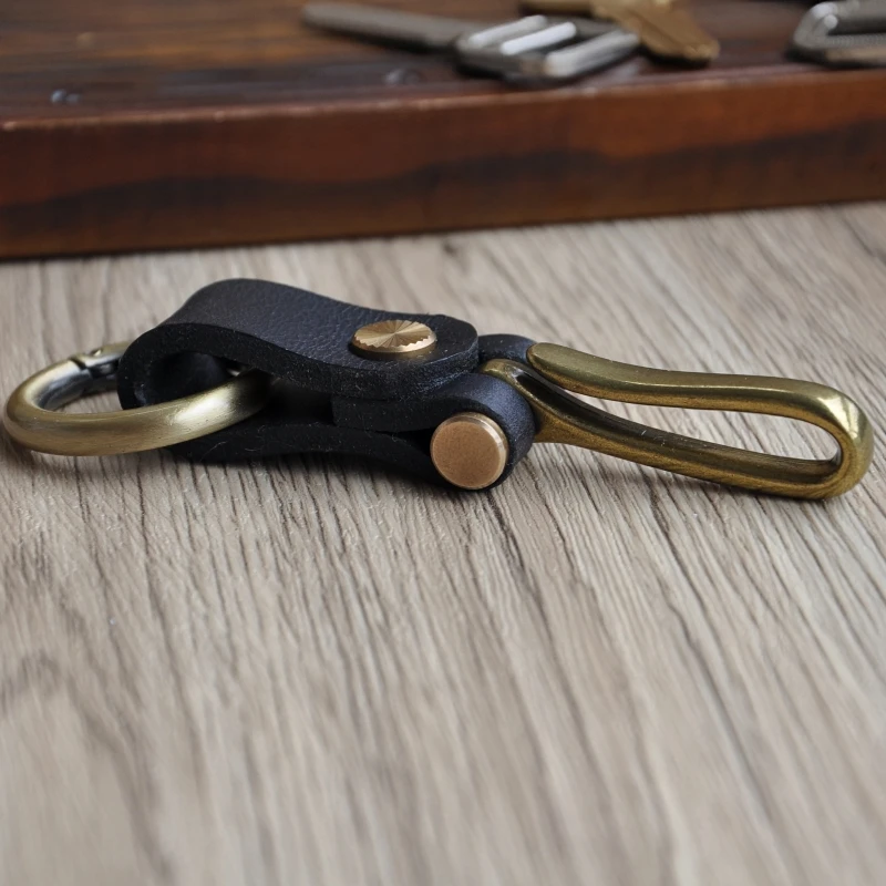 Handmade Original Creative Vintage Keychain Leather Keyring Simple Minimalist Design Versatile Occasions Customizable Color